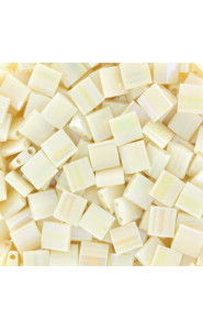 Miyuki tila 5x5mm beads - Ivory pearl ceylon ab TL-486